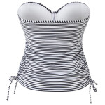 Vrchný diel plaviek Swimwear Anya Stripe Bandeau Tankini black/white SW0891 65DD