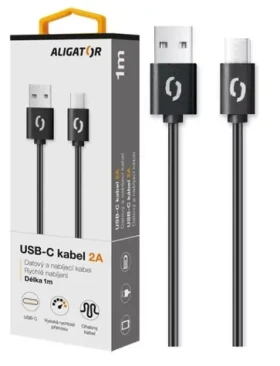 Aligator Dátový kábel 2A USB-C 1m / čierny (DAKA005)