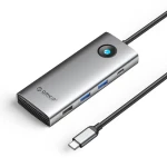 Orico USB-C hub 8v1 / USB-C hub / 2x USB-A 3.0 / USB-C PD 100W / HDMI 4K 60Hz / VGA 1080P 60Hz / RJ45 Gigabit (ORICO-PW11-8PC-GY-BP)