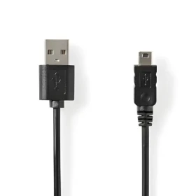 Nedis USB kábel USB-A - Mini 5-pin čierna 2m / Kábel USB / USB-A - Mini 5-pin / 480 Mbps / Poniklované (CCGL60301BK20)