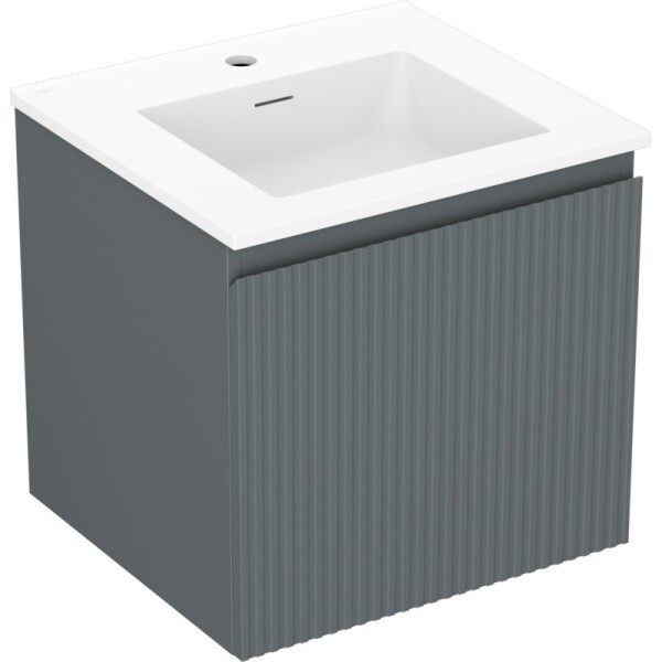 MEXEN/S - Rivel kúpeľňová skrinka 50 cm s umývadlom Otis, 1 šuplík, reliéf, grafit mat/biela mat 91A20-05047-1-BF66-W18M01