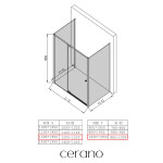 CERANO - Trojstenný sprchovací kút Santini UL/P - 6 mm - čierna matná, transparentné sklo - 120x100x195 - pivotový CER-8050BD7874