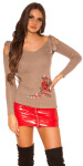 Trendy KouCla Coldshoulder Sweater with embroidery Einheitsgroesse