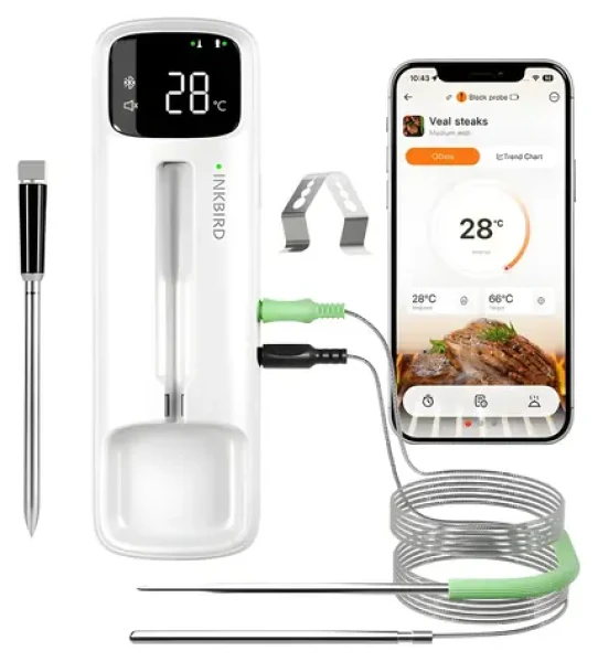 Inkbird INDT-33-B / BBQ teplomer / Bluetooth / 3 sondy / vodeodolné