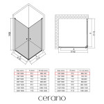 CERANO - Sprchovací kút Antelo Duo Ľ/P - 6 mm - čierna matná, transparentné sklo - 70x70x190 - otočný CER-482323