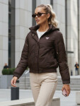 Dámska prechodná krátka bunda s odnímateľnou kapucňou hnedá FashionStreet TY5669 M