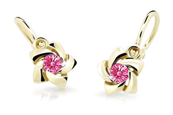 Cutie Jewellery Zlaté detské náušnice C2201-10-X-1 fuchsiová