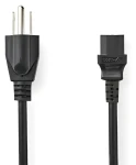 Nedis Napájací kábel US - IEC-320-C13 čierna / Napájací kábel / 2 m / US zástrčka (CEGL11500BK20)