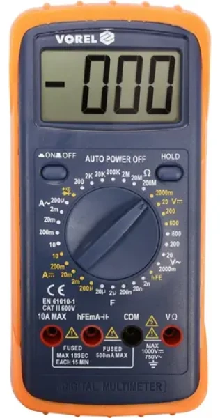 Vorel Digitálny multimeter / AC/ DC napätie 600V / Odpor, kapacita, frekvencia / Test diód a tranzistorov (TO-81783)