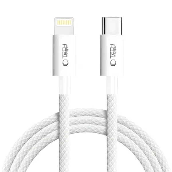 Tech-Protect UltraBoost šedá / Nabíjací kábel / USB-C - Lightning / 27W / 2 m