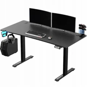 Ultradesk LEVEL V2 čierna / Herný elektricky nastaviteľný stôl / 140 x 68 x 72-117 cm / držiak slúchadielnápojov (UDESK-LVA-BLANK)