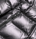 Šedá dámska prešívaná bunda s kapucňou (xw817x) odstíny šedé XL (42)