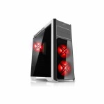 EVOLVEO Ray 4 CR čierno-červená / ATX / 2x USB 2.0 + 1x USB 3.0 / 3x 120 mm (LED) / bez zdroja / priehľadná bočnica (CAER4CR)