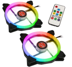 RAIJINTEK Iris 14 Rainbow RGB-2 čierna / 2x140 mm / 30.8 dB @ 1500 RPM / 61 CFM / RGB / 4-pin PWM (0R400049)
