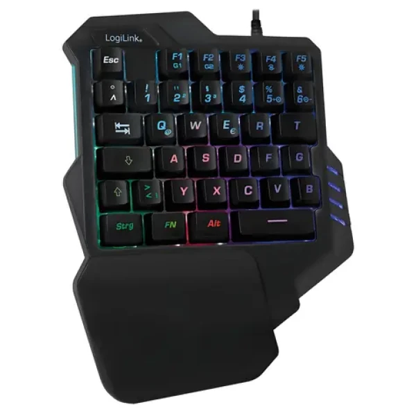 LogiLink Herná klávesnica pre jednu ruku čierna / Klávesnica / Mini / Drôtová / USB / RGB podsvietenie (ID0181)