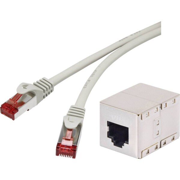 Renkforce RF-3829278 RJ45 sieťové káble, prepojovacie káble CAT 6A S/FTP 3.00 m sivá s ochranou, samozhášavý 1 ks; RF-3829278