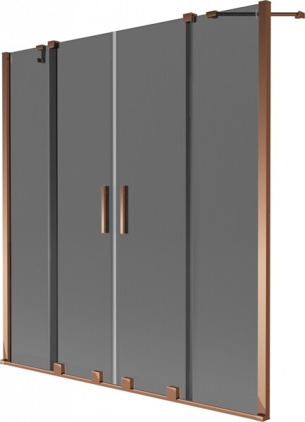MEXEN/S - Velar Duo dvojkrídlová posuvná vaňová zástena 140 x 150, grafit, ružové zlato 896-140-000-42-60