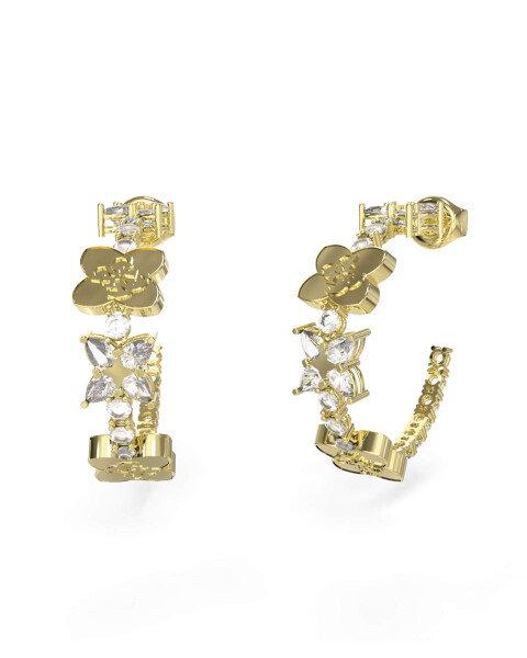 Guess Pozlátené kruhové náušnice so štvorlístkami Wild Flower JUBE05505JWYGT/U