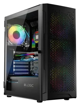Logic Aramis ARGB Midi čierna / ATX / micro-ATX / mini-ITX / bez zdroja / 1 x USB 3.0 / 2 x USB 2.0 / priehľadná bočnica (AT-ARAMIS-10-0000000-0002)