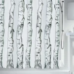 Spirella WOOD sprchový záves motív les 180 x 200 cm biely/polyester