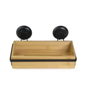 Compactor Bestlock SPA Bamboo čierna / Bambusová polička na kúpeľňové doplnky na stenu s prísavkou (RAN10211)