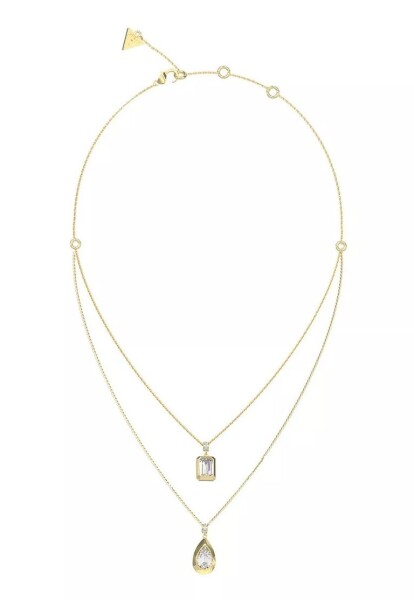 Guess Pozlátený dvojitý náhrdelník s kubickými zirkónmi 4G Light JUBN05242JWYGT/U