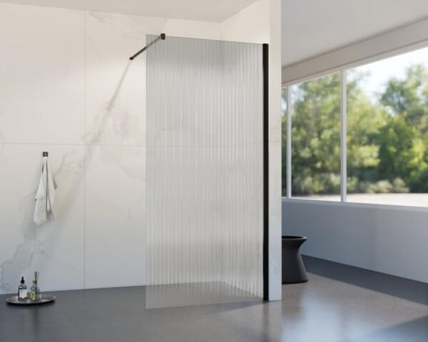 HOPA - Walk-in sprchovací kút LAGOS BLACK NEW 200 - Farba rámu - Čierna, Rozmer A - 120, Rozmer C - 200, Výplň - Vrúbkované bezpečnostné sklo - 8 mm BCLAGO12MBPN2
