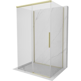 MEXEN/S - Rox-3S sprchovací kút 3 stenný, posuvný 95 x 85, transparent, zlato kartáčovaná 8C2-095-085-55-00-3S