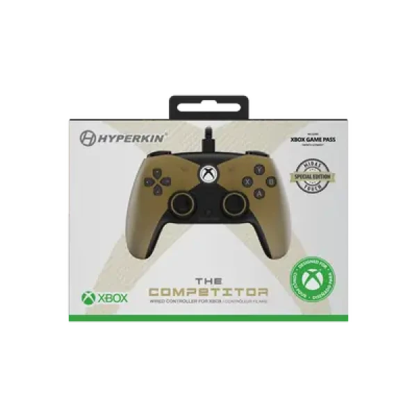Hyperkin Competitor zlato-čierna / Ovládač / Xbox Series X/S, Xbox One, PC / drôtový / USB-C / Hall senzor (M01638-GD)