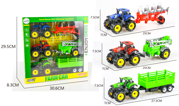 Mamido Mamido Súprava troch farmárskych traktorov s vlečkou