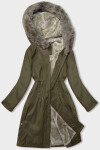 Dámska bunda parka v army farbe s kožušinovou podšívkou (5M3180-136) odstíny zelené L (40)