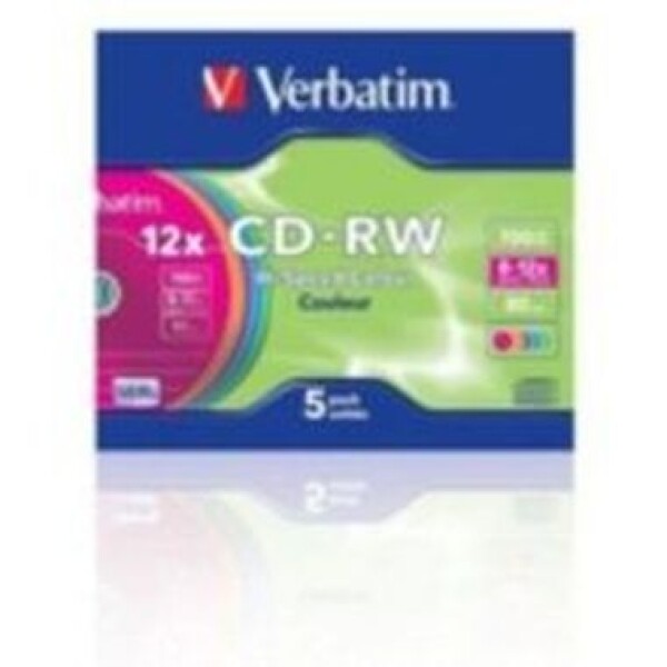 Verbatim 5ks CD-RW 700MB 8-12x / farebné / SlimCase (43167)