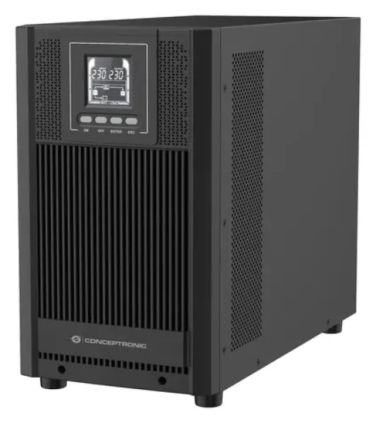 Conceptronic UPS Online Tower 3000VA/2700W čierna / Záložný zdroj / Online / 4X Schuko / USB, RS-232 (ZEUS52ES3K)