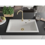 MEXEN/S MEXEN/S - Elix granitový drez 1-miska 800 x 500 mm, biela, sifón zlatá 6527801005-20-G