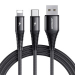 Joyroom S-1230G12 Nabíjací kábel 2v1 USB-A (M) - USB-C + Lightning (M) 3A 1.2m čierna (S-1230G12)