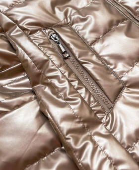 Lesklá dámská prošívaná bunda v barvě cappuccino model 16149523 - 6&8 Fashion Barva: odcienie brązu, Velikost: L (40)
