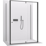 CERANO - Trojstenný sprchovací kút Santini UL/P - 6 mm - čierna matná, transparentné sklo - 110x90x195 - pivotový CER-8050BD7873