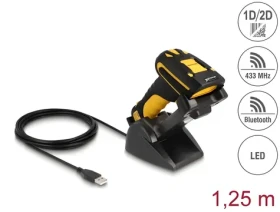 DeLock Priemyselná čítačka čiarových kódov 1D a 2D / 433 MHz alebo Bluetooth / indukčná nabíjacia stanica (90586)
