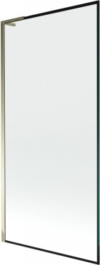 MEXEN/S - Next L vaňová zástena FIX 90 x 150, čierna vzor, zlatá 895-090-000-03-70-50