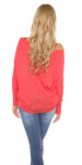 Trendy Koucla pullover with lace and rhinestones black Einheitsgroesse