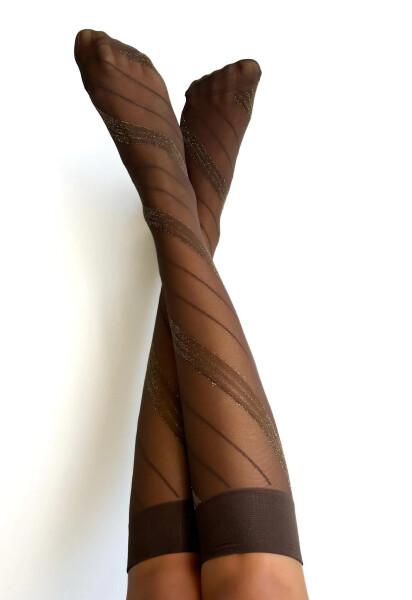 Veneziana Spiga Lurex 15 den podkolienky béžovo-oranžová Univerzální