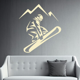 Veselá Stena Samolepka Snowboardista Farba: béžová, Veľkosť: 100 x 114 cm