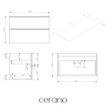 CERANO - Kúpeľňová skrinka Velora - biela matná, úchytka zlatá + doska z lit. mramoru Elanys - 12 mm - biela matná - 80x54,2x46,5 CER-679423