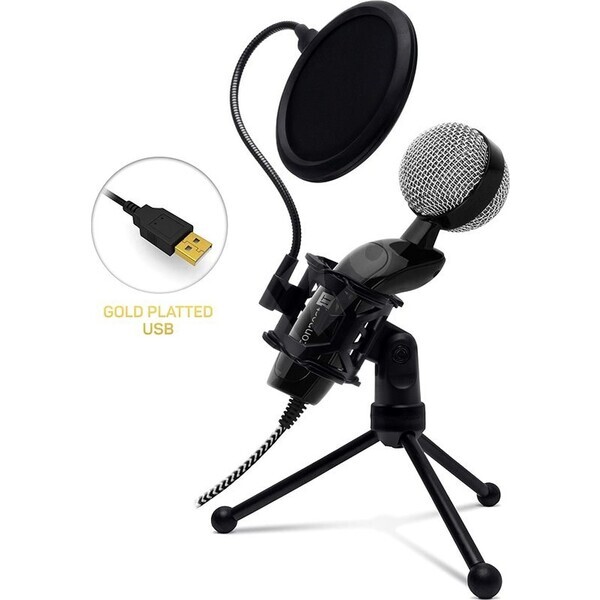 CONNECT IT YouMic Plus USB čierna / stolný mikrofón + POP filter / nastaviteľný sklon / USB / 2.5 m (CMI-8008-BK)