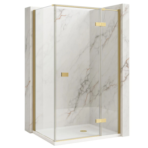 REA/S - Sprchovací kút Atlas 80x90 Brush Gold vpravo KPL-K4473