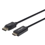 Manhattan DisplayPort - HDMI čierna / Prepojovací kábel / DP 1.2 / 4K 60Hz / 1,8 m (153201)