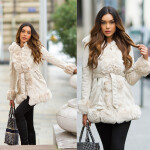 Sexy Winter jacket with faux-fur Details BEIGE