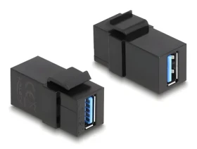 DeLock Keystone modul USB 3.0 A - USB 3.0 A čierna / Redukcia / samica / samica / plochý / 2 ks (87831)