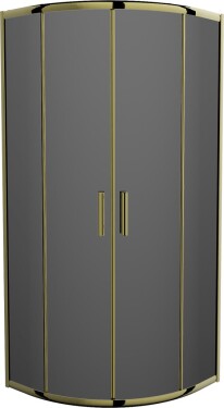 MEXEN - Rio sprchovací kút štvrťkruh 80 x 80, grafit, zlatá 863-080-080-50-40