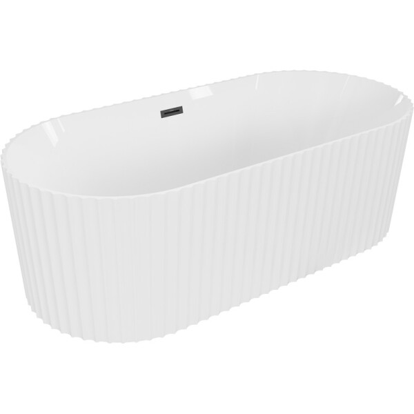 MEXEN/S - Paola voľne stojaca vaňa reliéf 150 x 75, biela lesk, sifón a prepad čierna 52721507500-70